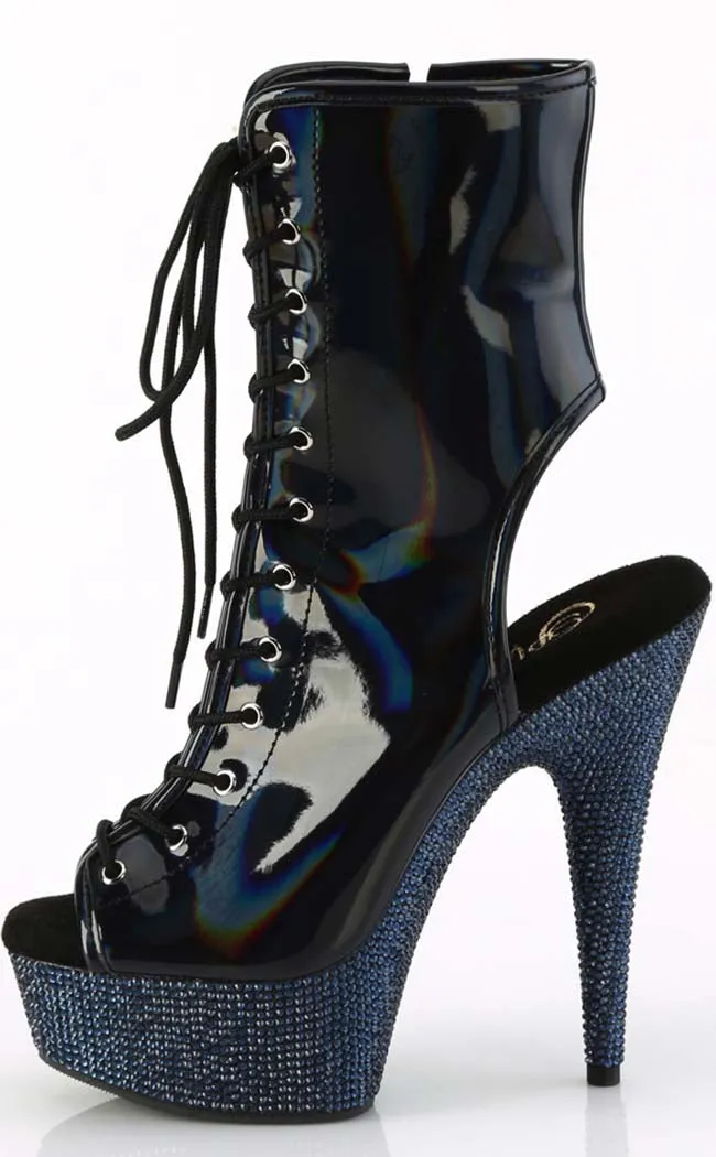 BEJEWELED-1016-6 Black Holo & Midnight Rhinestone Boots