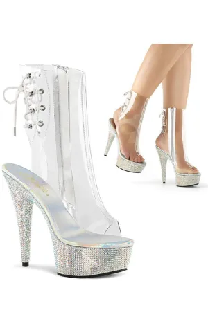 BEJEWELED-1018DM-6 Clear Rhinestone Ankle Boots