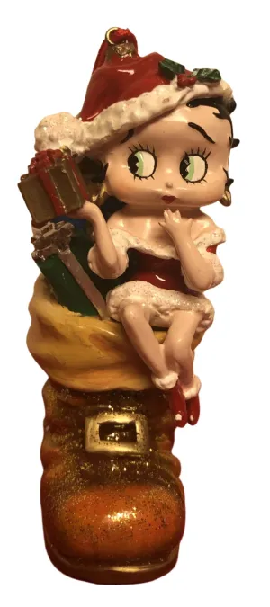 Betty Boop in a Santa Boot Ornament                                Retired