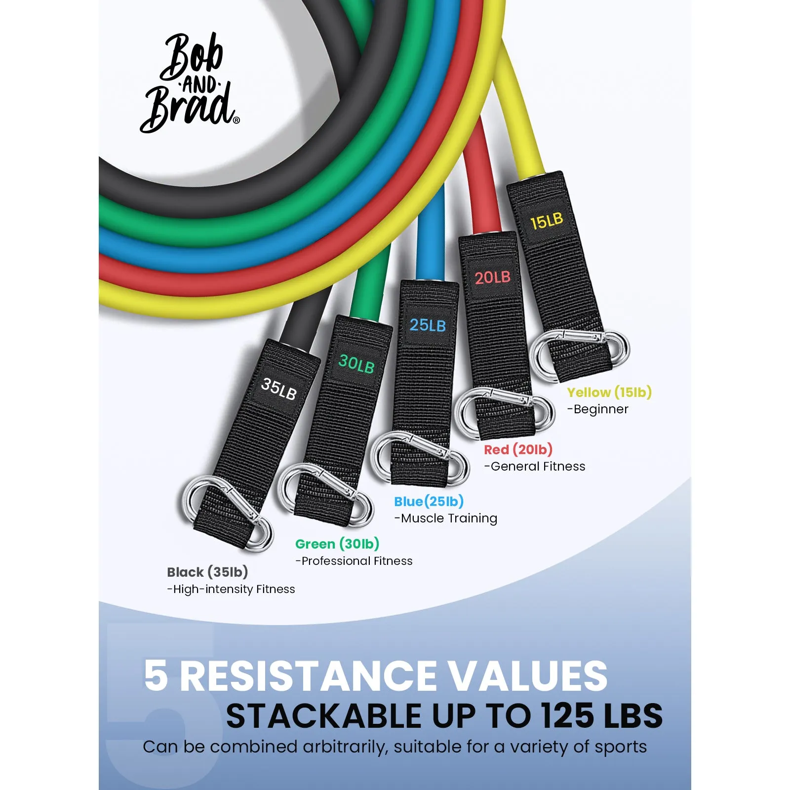 BOB AND BRAD Resistance Bands, Resistance Bands Set for Workout Stackable Up to