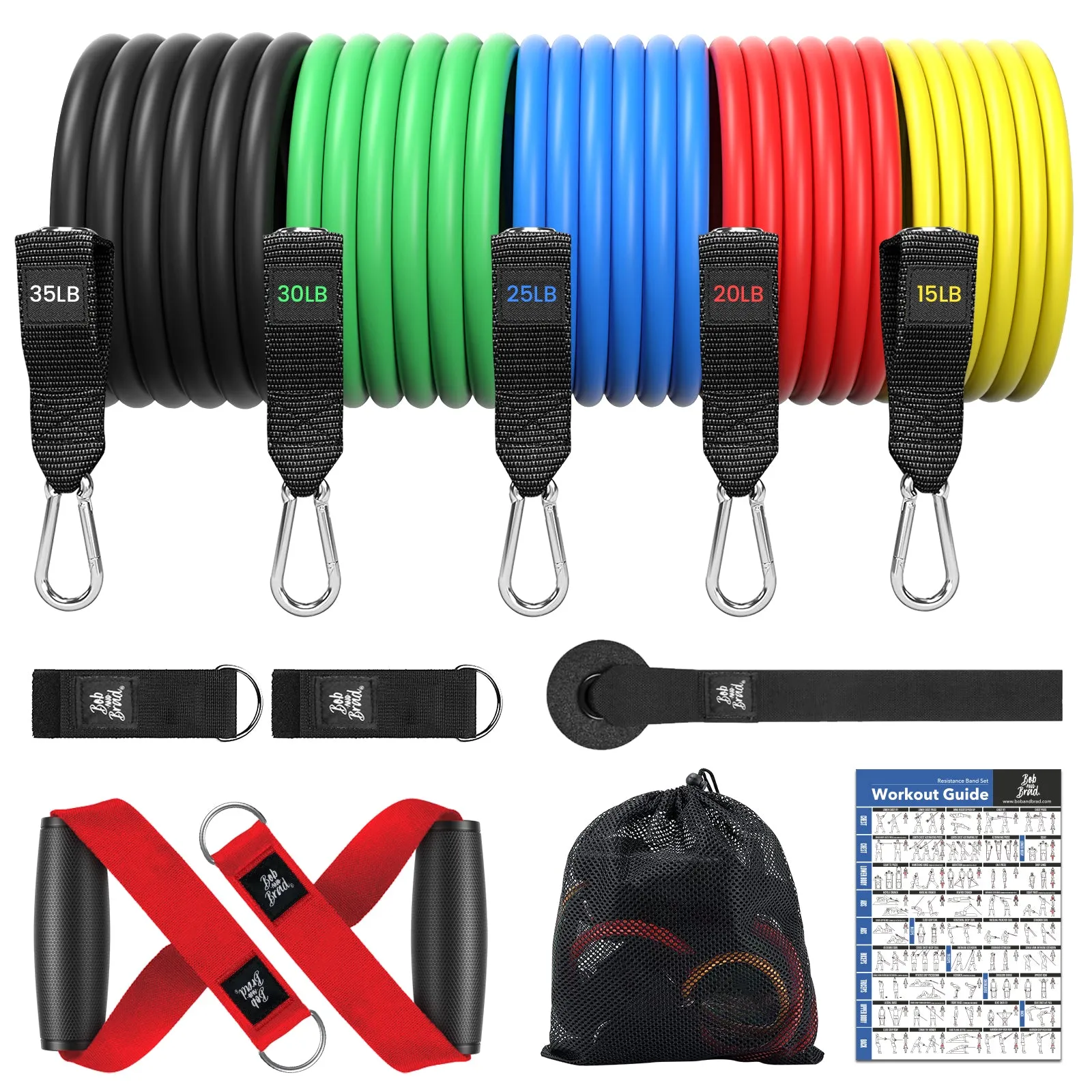 BOB AND BRAD Resistance Bands Set for Workout Stackable Up to 125, Exercise Bands with Door Anchor (Brand New)