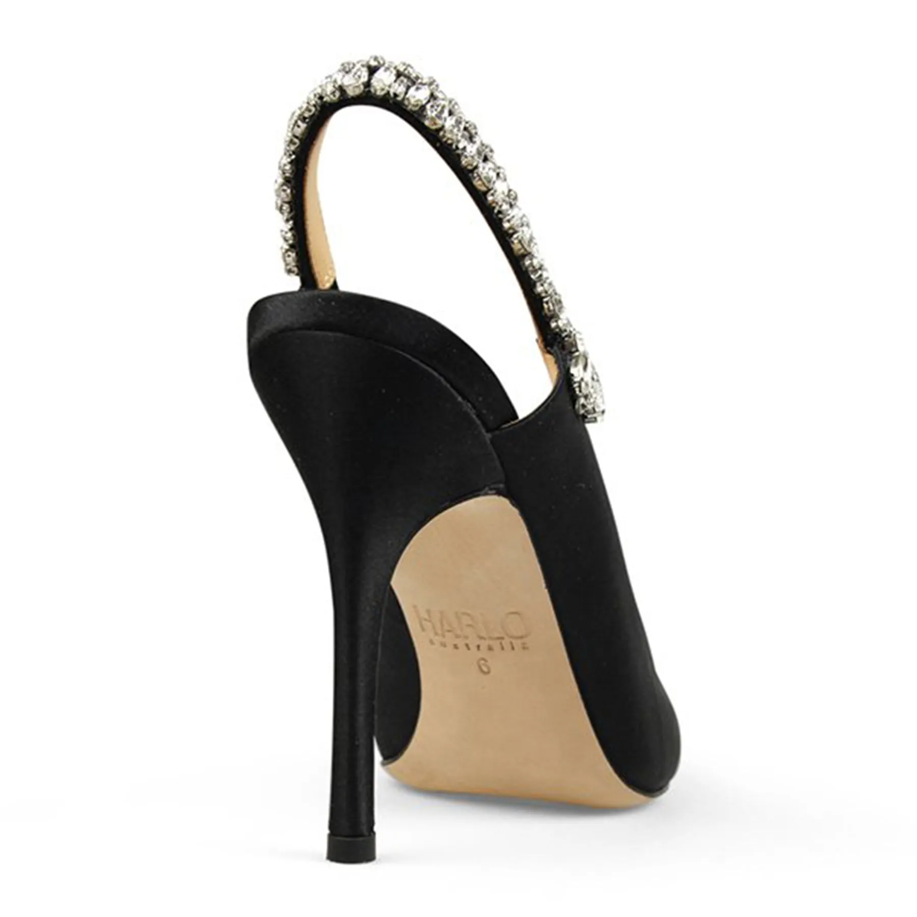 Bonnie - Black Crystal Embellished Sling Back Evening Pump