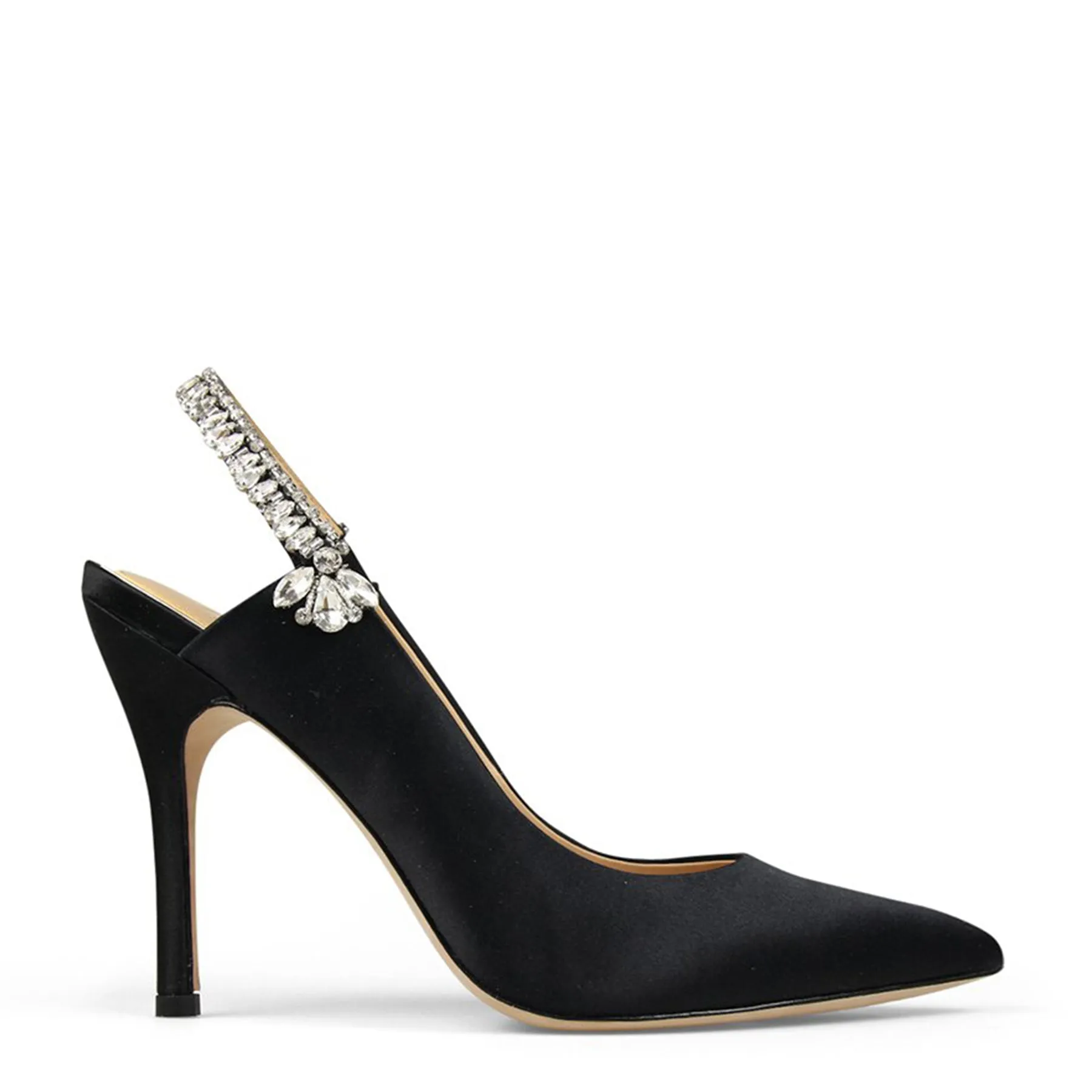 Bonnie - Black Crystal Embellished Sling Back Evening Pump