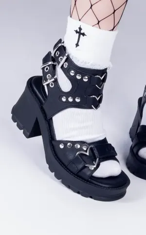 BRATTY-07 Black Chunky Heel Sandals (AU Stock)