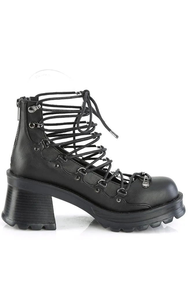 BRATTY-32 Black Lace Up Ankle Bootie (AU Stock)