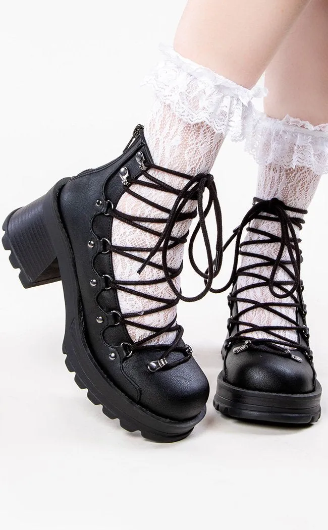 BRATTY-32 Black Lace Up Ankle Bootie (AU Stock)