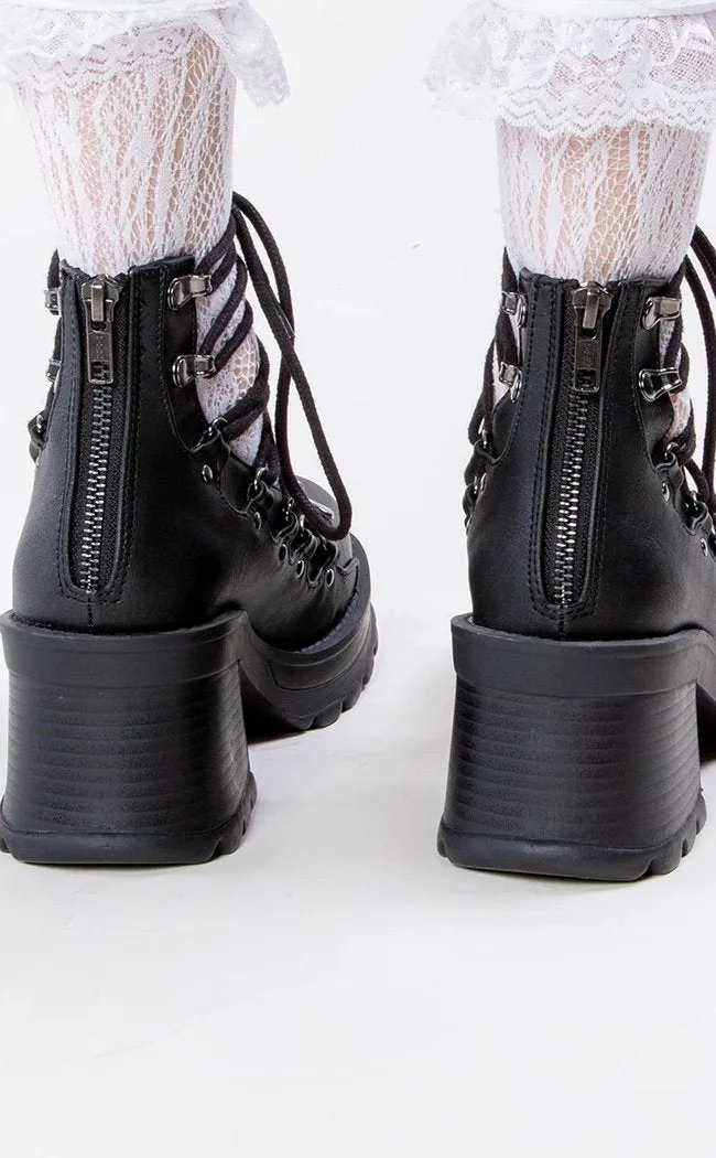 BRATTY-32 Black Lace Up Ankle Bootie (AU Stock)