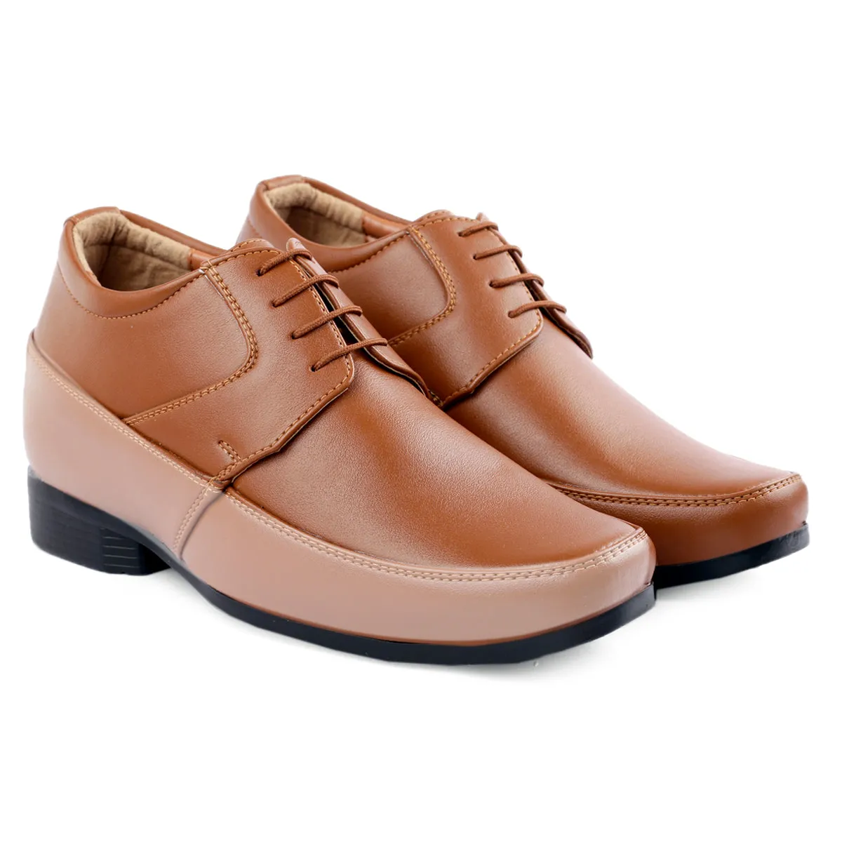 BXXY 9 cm (3 Inch) Hidden Height Increasing Dress and Derby Lace-Up Formal Faux Leather Shoes for Men