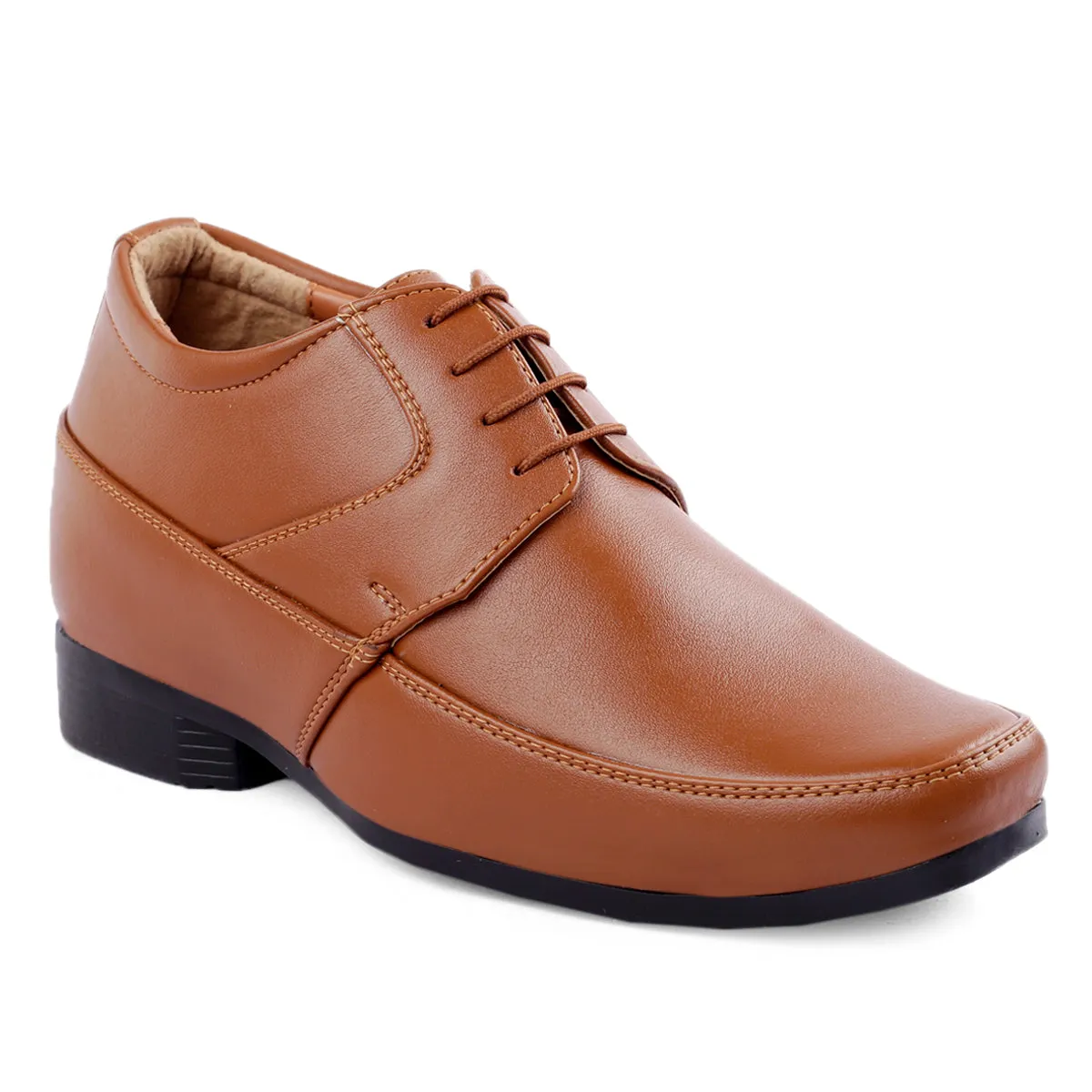 BXXY 9 cm (3 Inch) Hidden Height Increasing Dress and Derby Lace-Up Formal Faux Leather Shoes for Men