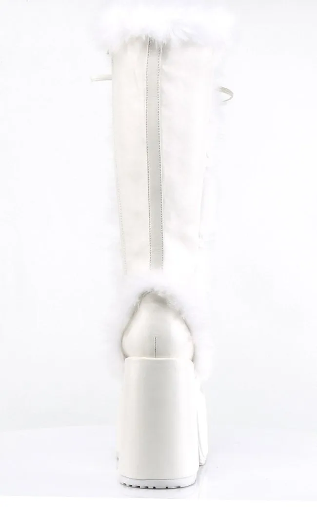 CAMEL-311 White Vegan Leather Boots (AU Stock)