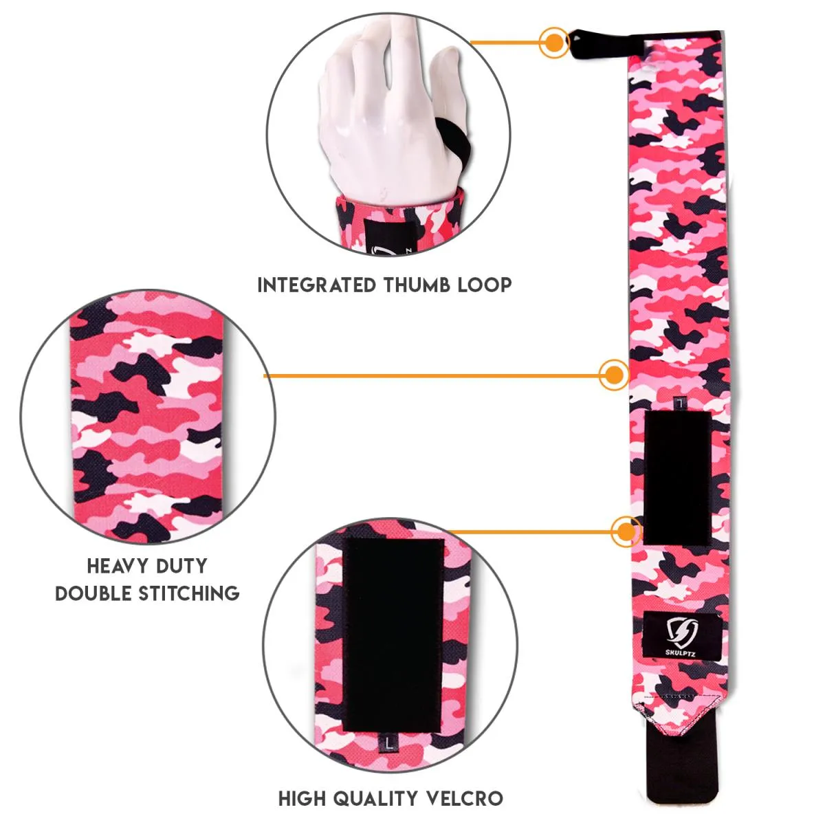 Camo Series Wrist Wraps 25 Inches Pink