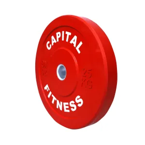 Capital Fitness Rubber Bumper Weight Plates 65mm Diameter 50Kg Set (25kg x 2) for Weight Lifting | Professional Barbell Weight Plate, Strength Training and Home Gym Fitness Workout, Red