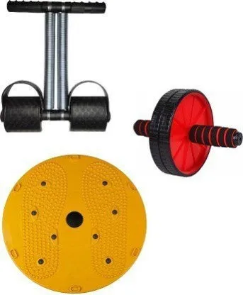 Combo Kit Full Body Exerciser Double Spring Tummy Trimmer Twister Ab WHeel  (Pack of 3)