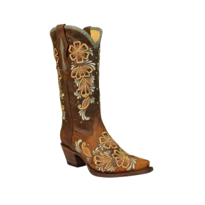 Corral Women's Leather Floral Brown Boot