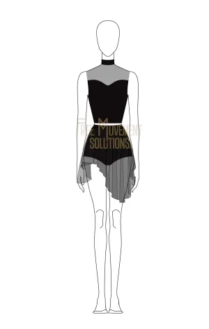 Couture Crop Top with Asymmetrical Skirt