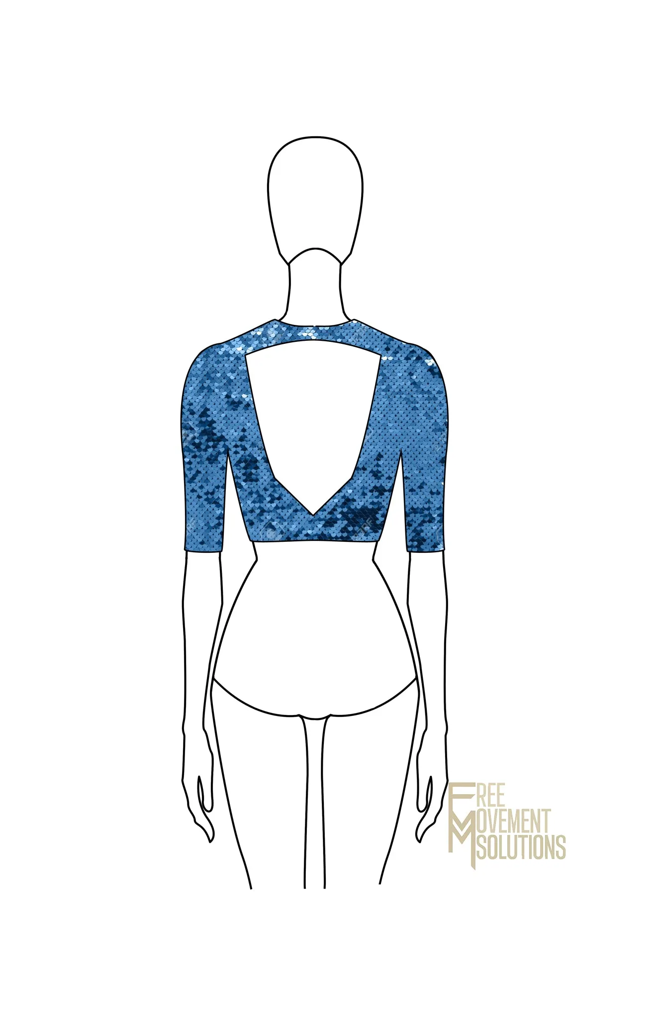 Couture Open Back Half Sleeve Crop Top