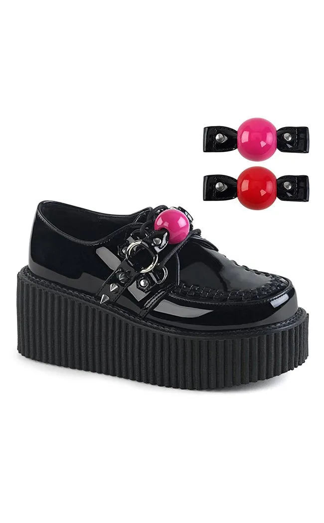 CREEPER-222 Black Patent Creepers