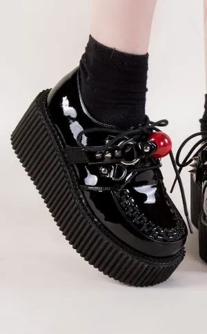 CREEPER-222 Black Patent Creepers