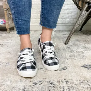 Custom Sneakers (White and Black Plaid)