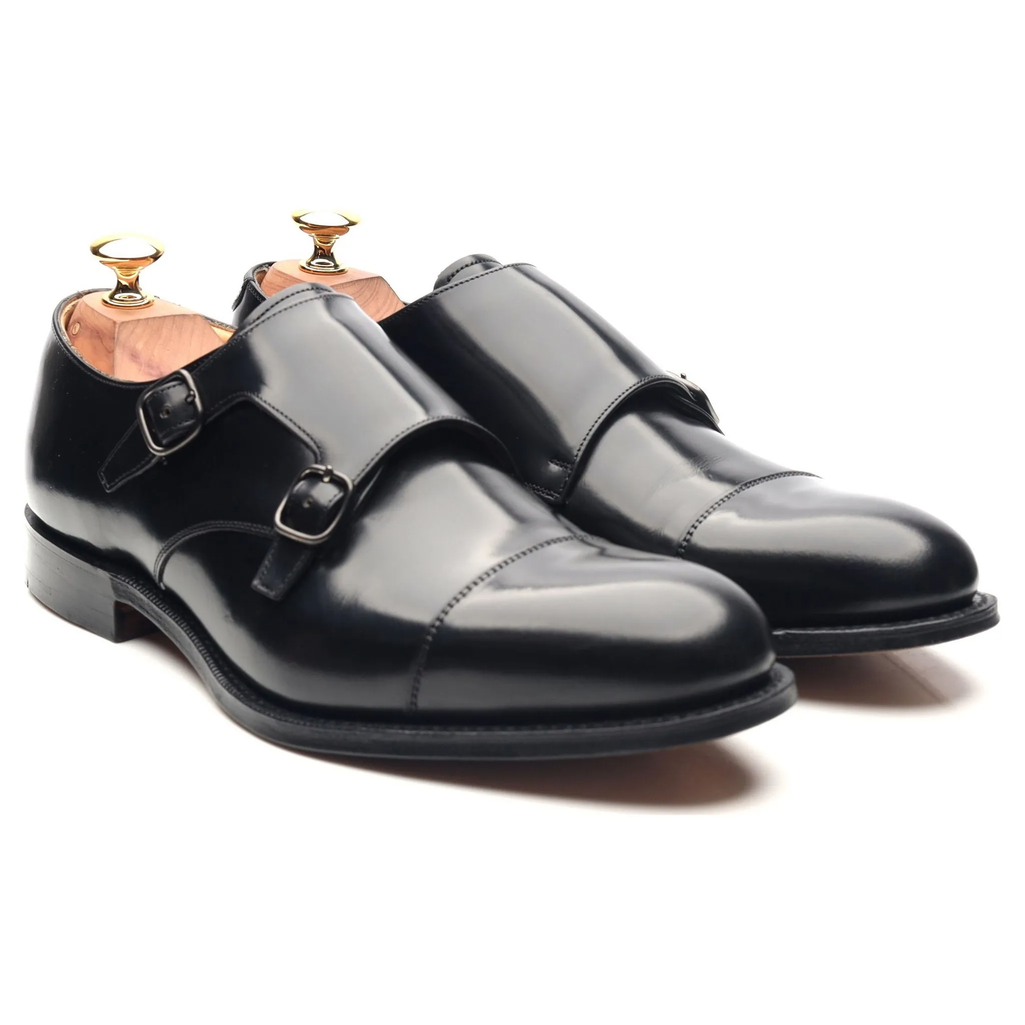 'Detroit' Black Leather Double Monk Strap UK 6.5 G