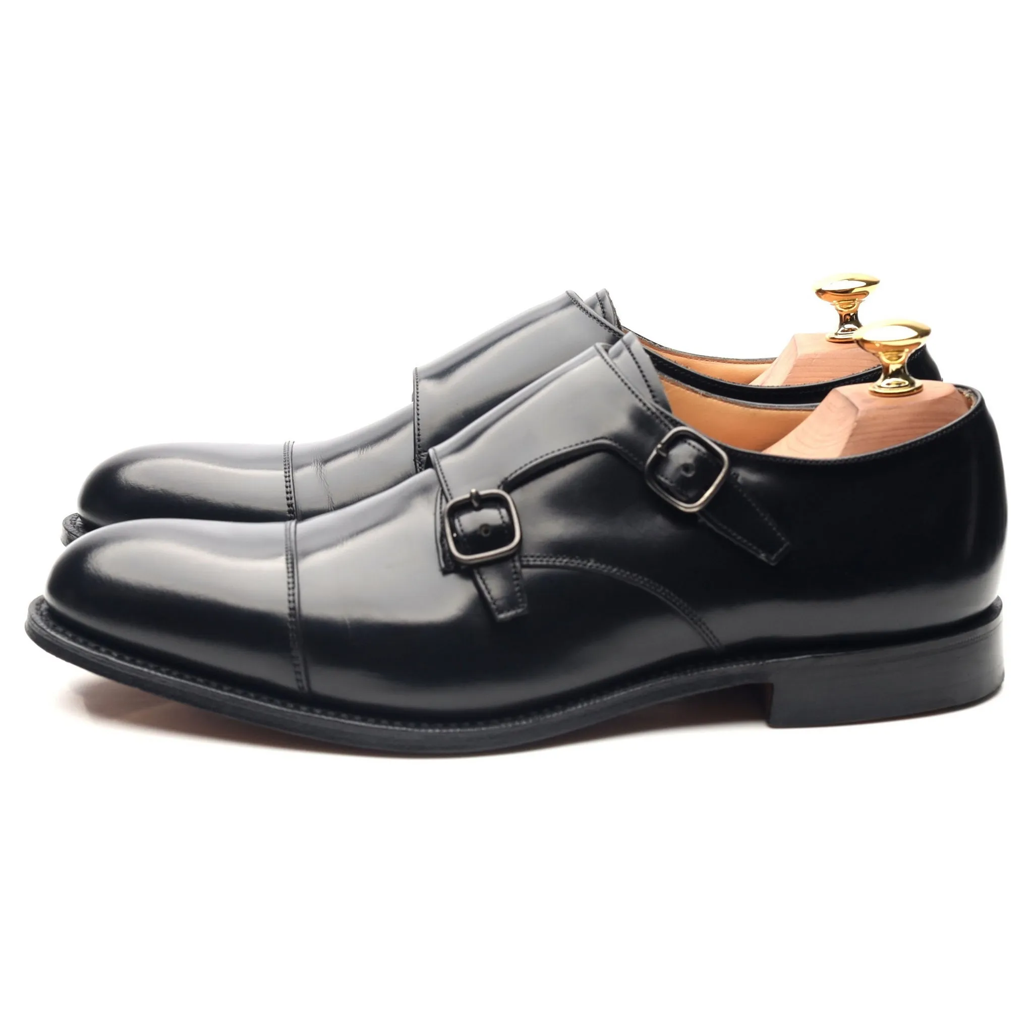 'Detroit' Black Leather Double Monk Strap UK 6.5 G