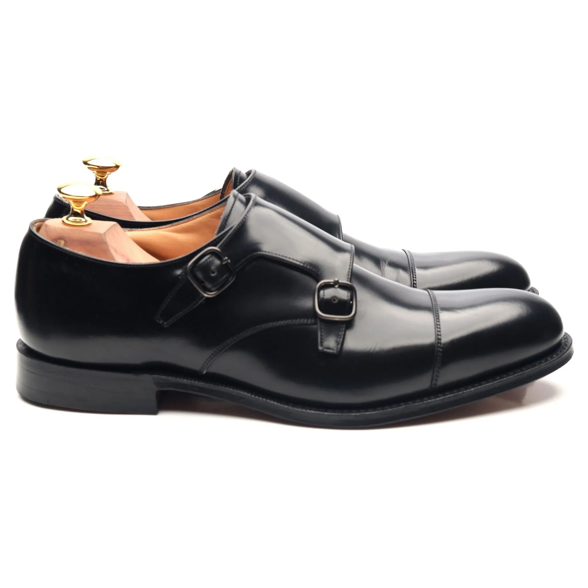 'Detroit' Black Leather Double Monk Strap UK 6.5 G