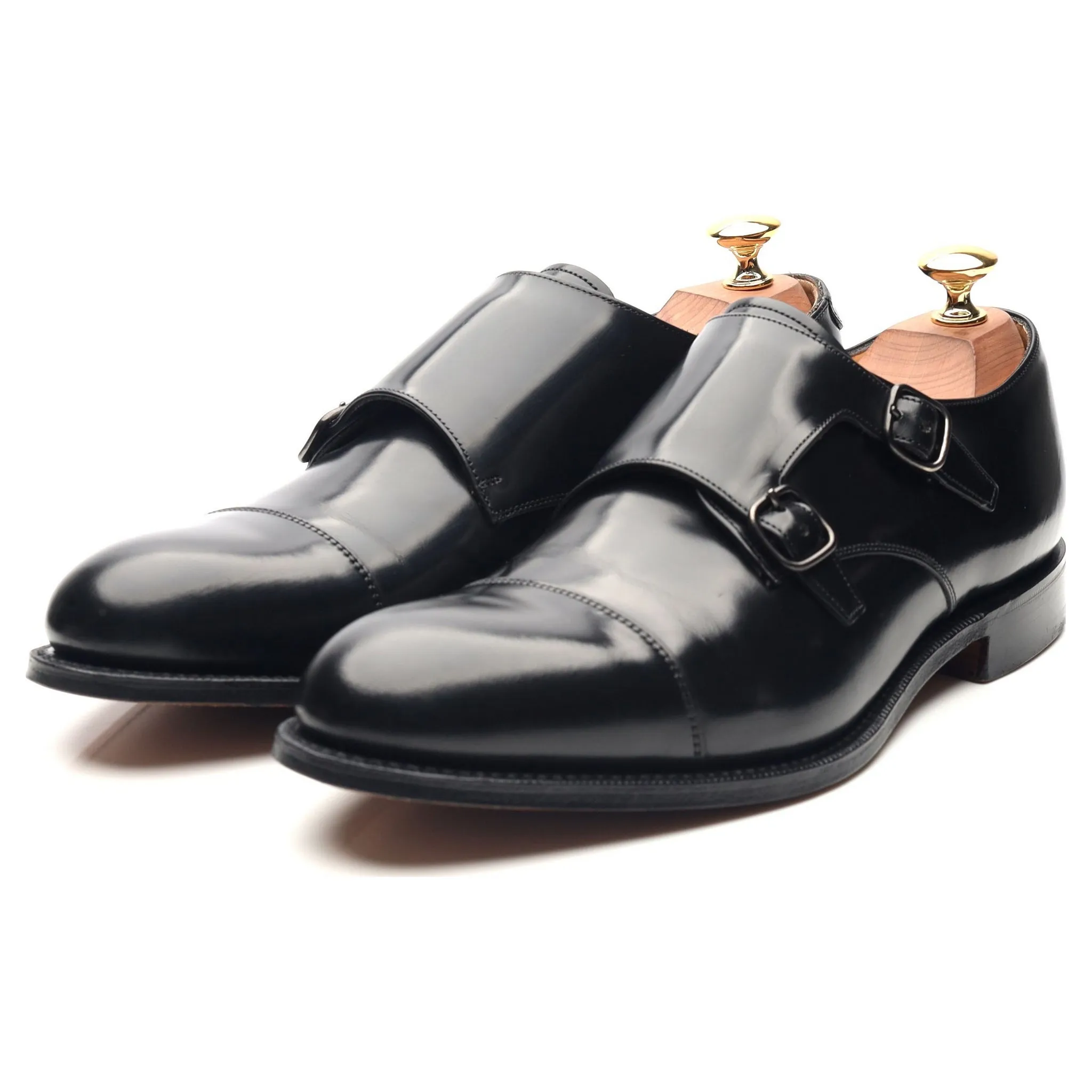 'Detroit' Black Leather Double Monk Strap UK 6.5 G