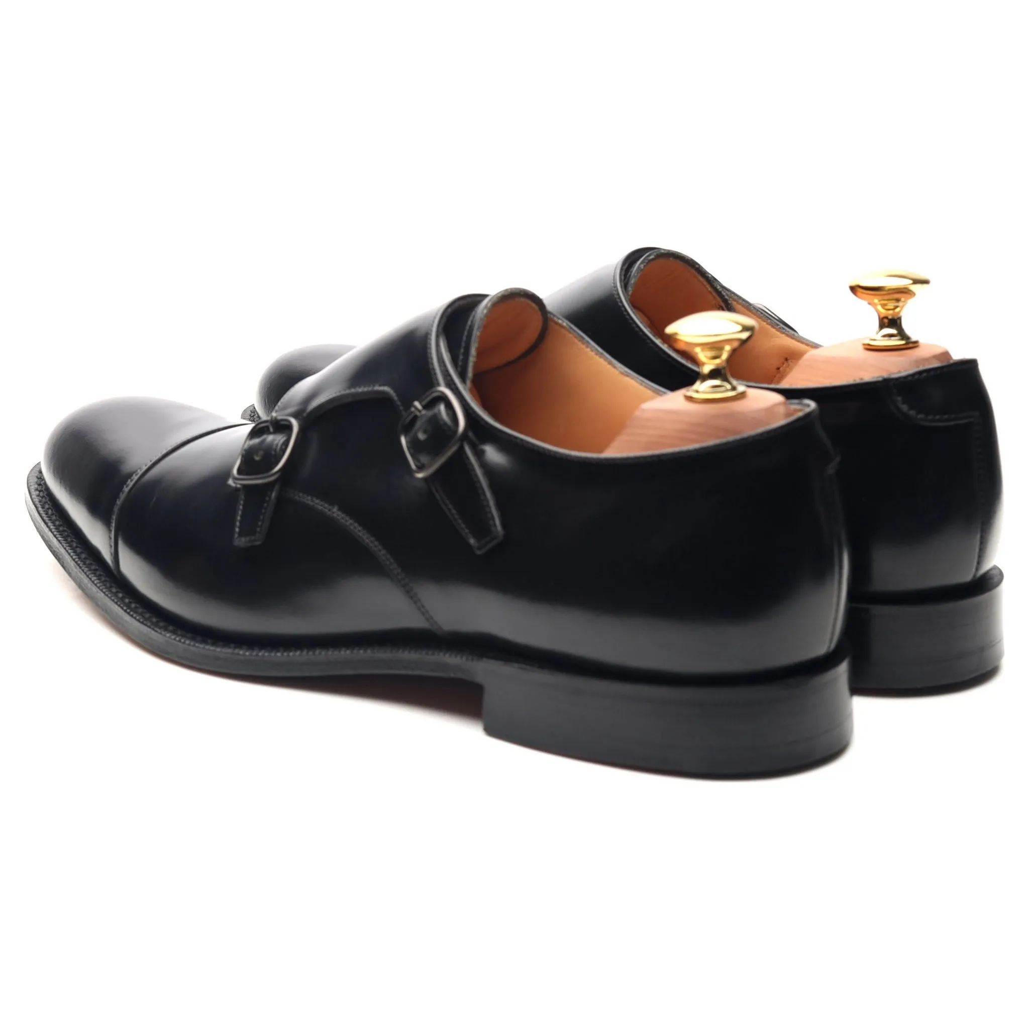 'Detroit' Black Leather Double Monk Strap UK 6.5 G