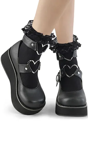 DH-10 Black Ruffle Ankle Socks