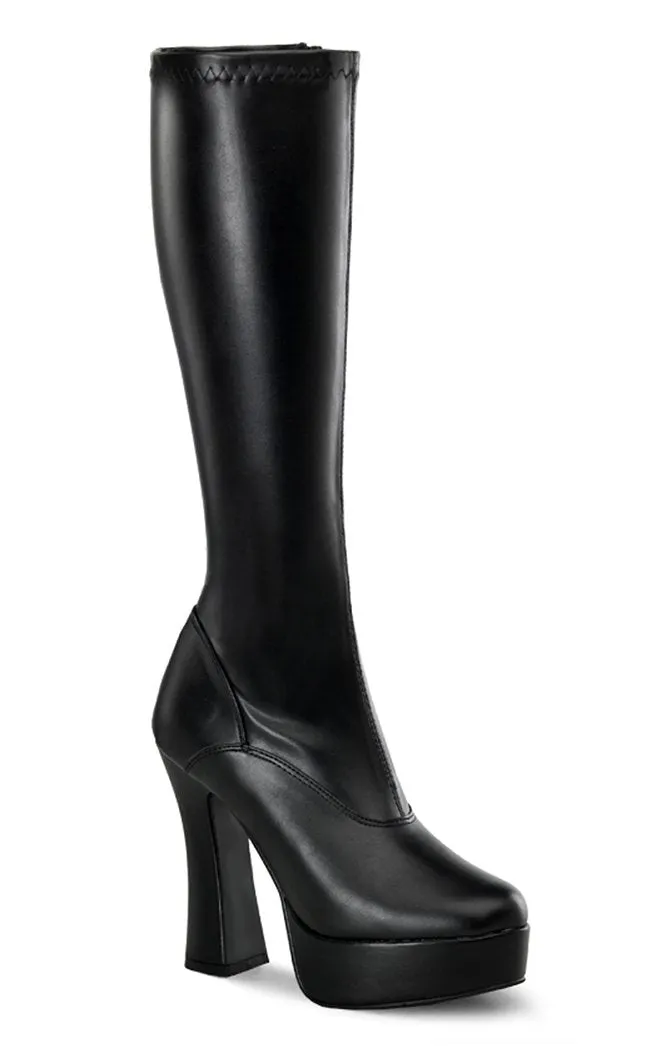 ELECTRA-2000Z Black Vegan Leather Knee High Boots