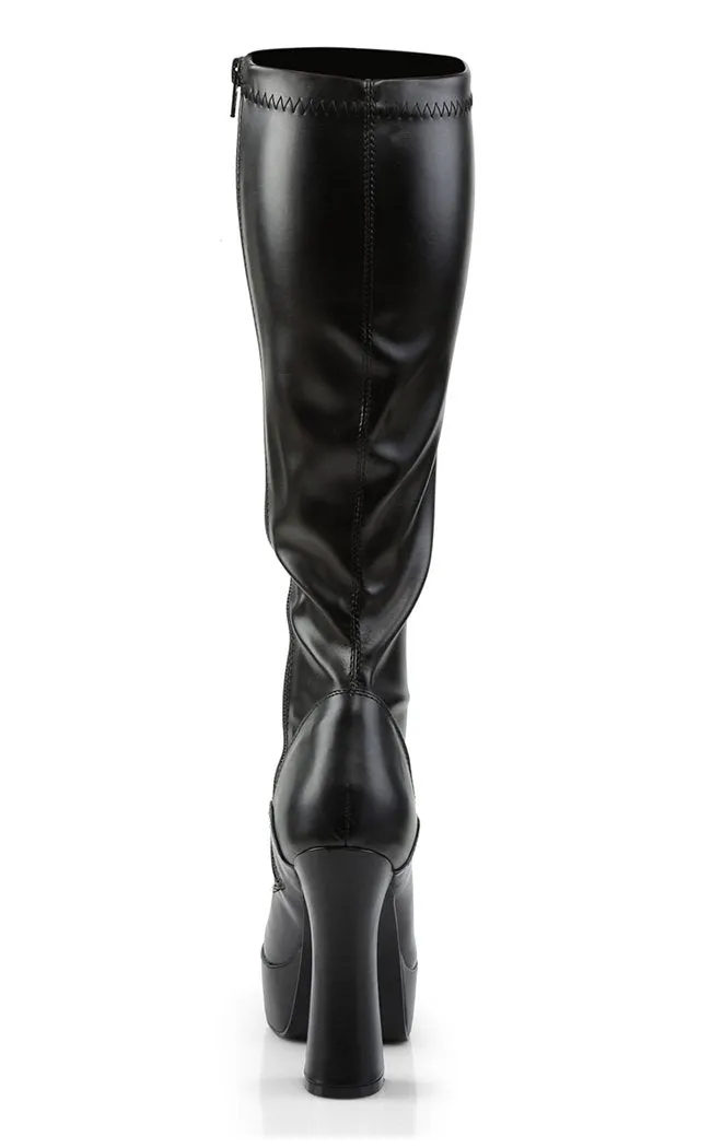 ELECTRA-2000Z Black Vegan Leather Knee High Boots