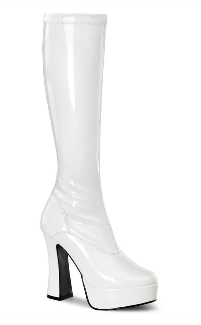 ELECTRA-2000Z White Patent Knee High Boots