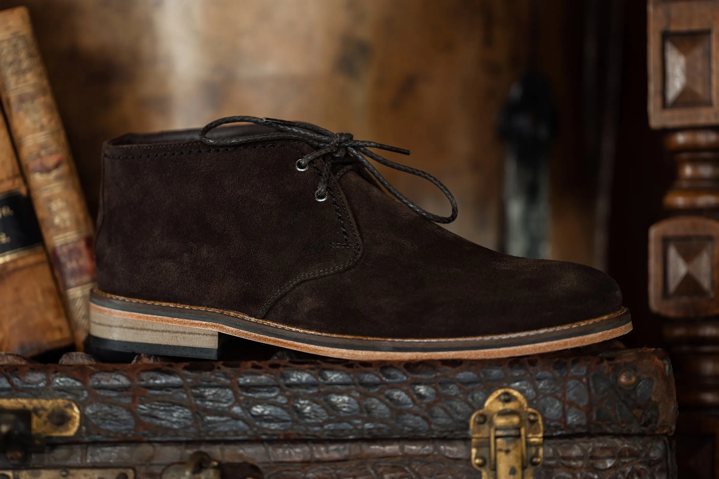 Ernest Safari Kudu Suede Chukka Boots - Walnut