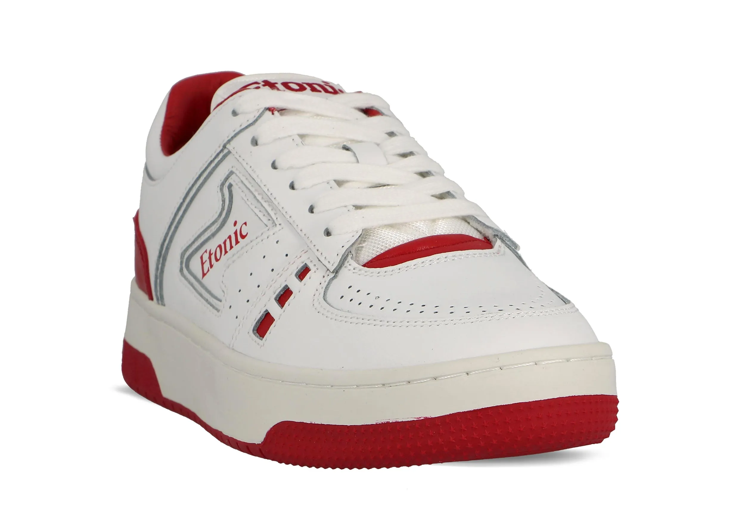 Etonic B509 sneakers in white leather with red inserts and details