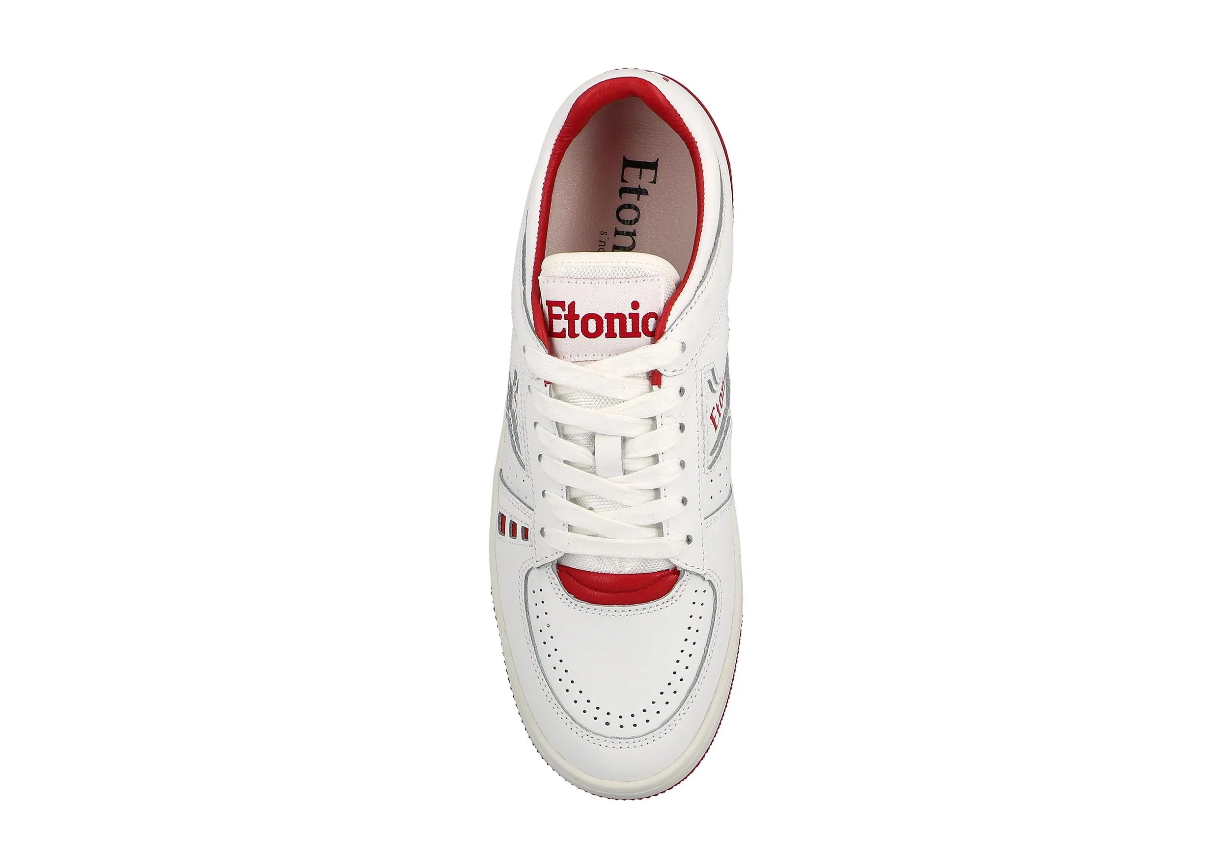 Etonic B509 sneakers in white leather with red inserts and details