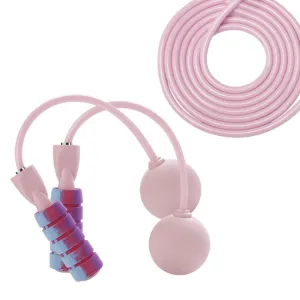 Fitness Fat Burning Exercise Cordless Skipping Rope with Weight Ball(Cherry Pink   Long Rope)