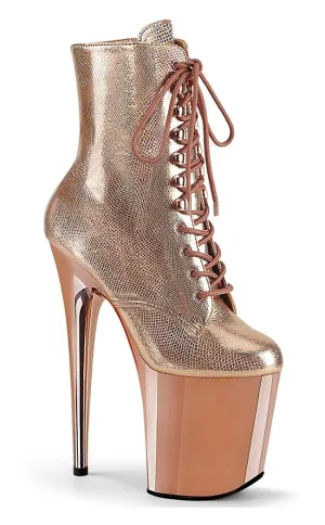 FLAMINGO-1020 Rose Gold Textured Metallic Chrome Boots