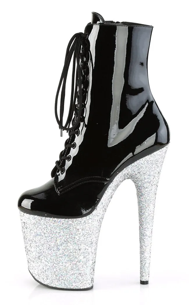 FLAMINGO-1020LG Black Silver Glitter Ankle Boots