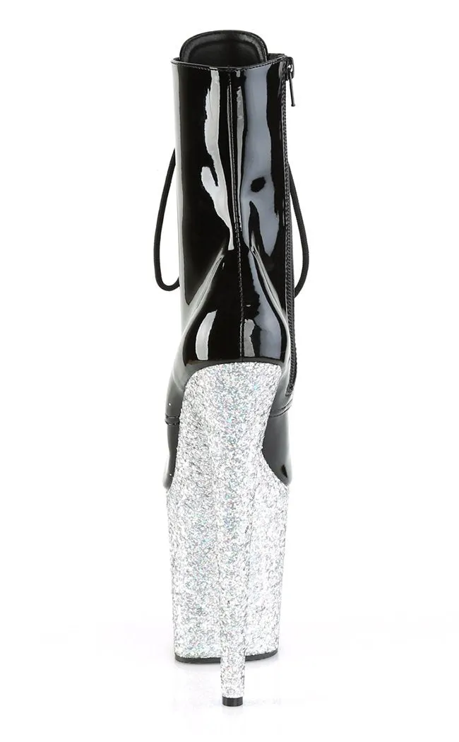 FLAMINGO-1020LG Black Silver Glitter Ankle Boots