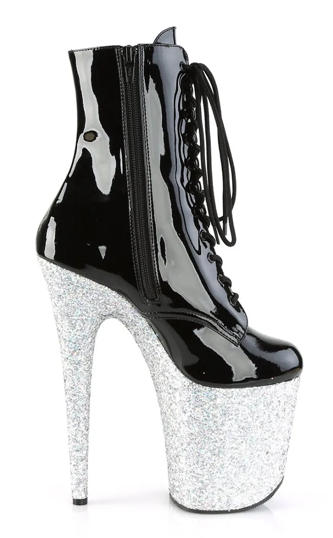 FLAMINGO-1020LG Black Silver Glitter Ankle Boots