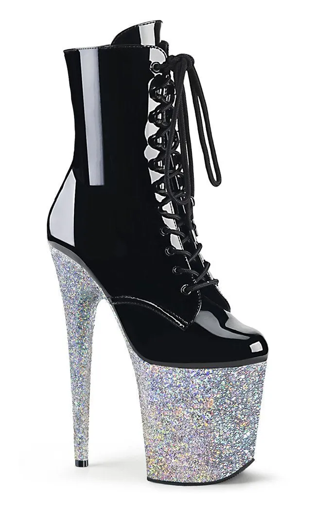 FLAMINGO-1020LG Black Silver Glitter Ankle Boots