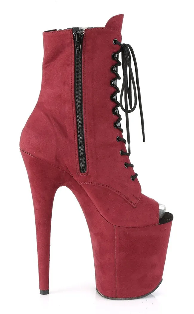 FLAMINGO-1021FS Burgundy Suede Ankle Boots