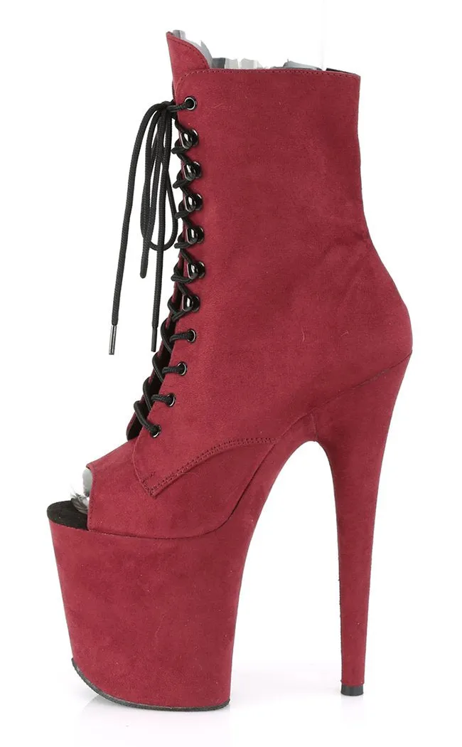 FLAMINGO-1021FS Burgundy Suede Ankle Boots