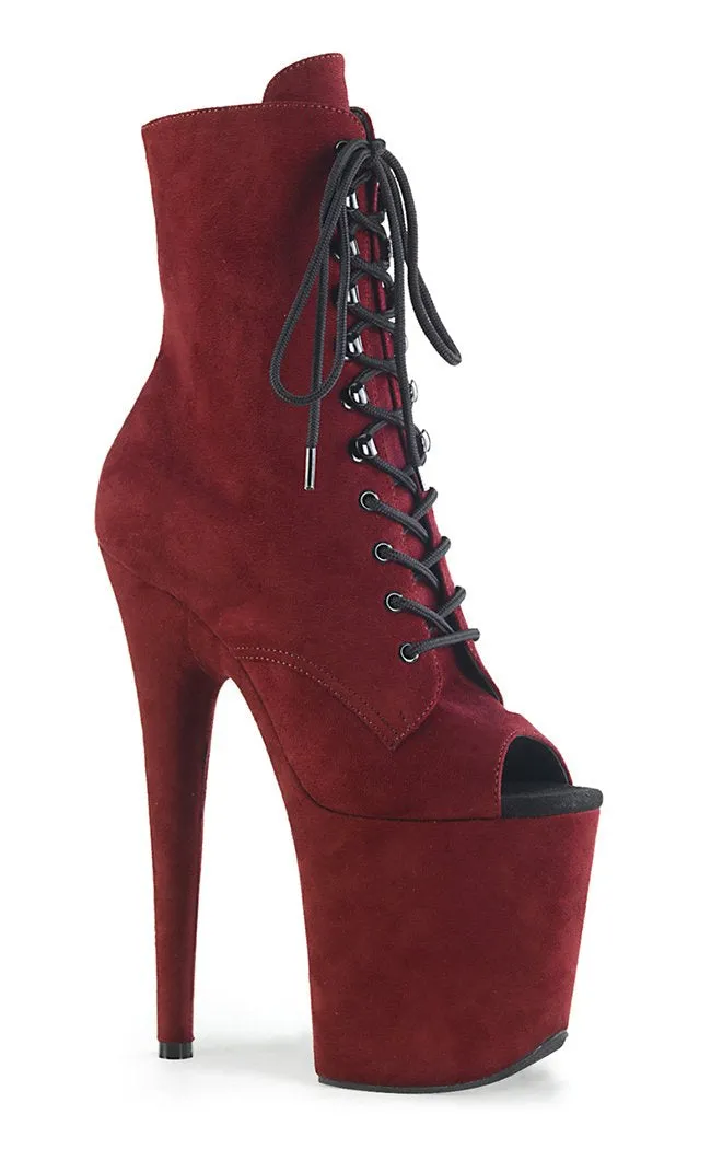 FLAMINGO-1021FS Burgundy Suede Ankle Boots