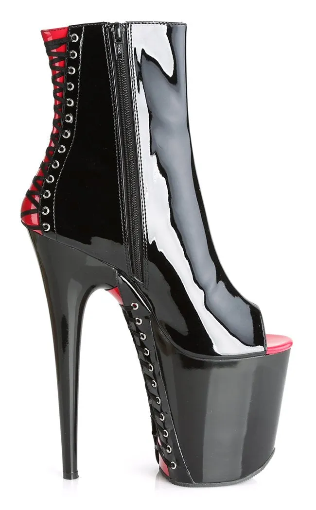 FLAMINGO-1025 Black Red Corset Ankle Boots