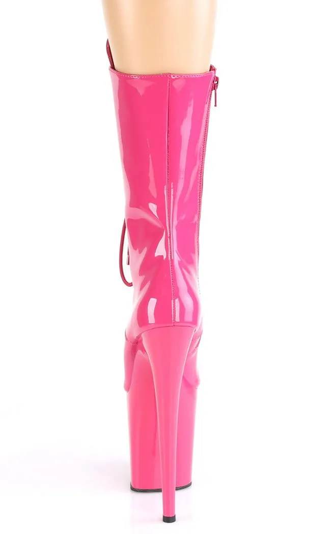 FLAMINGO-1050 Hot Pink Patent Mid Calf Boots