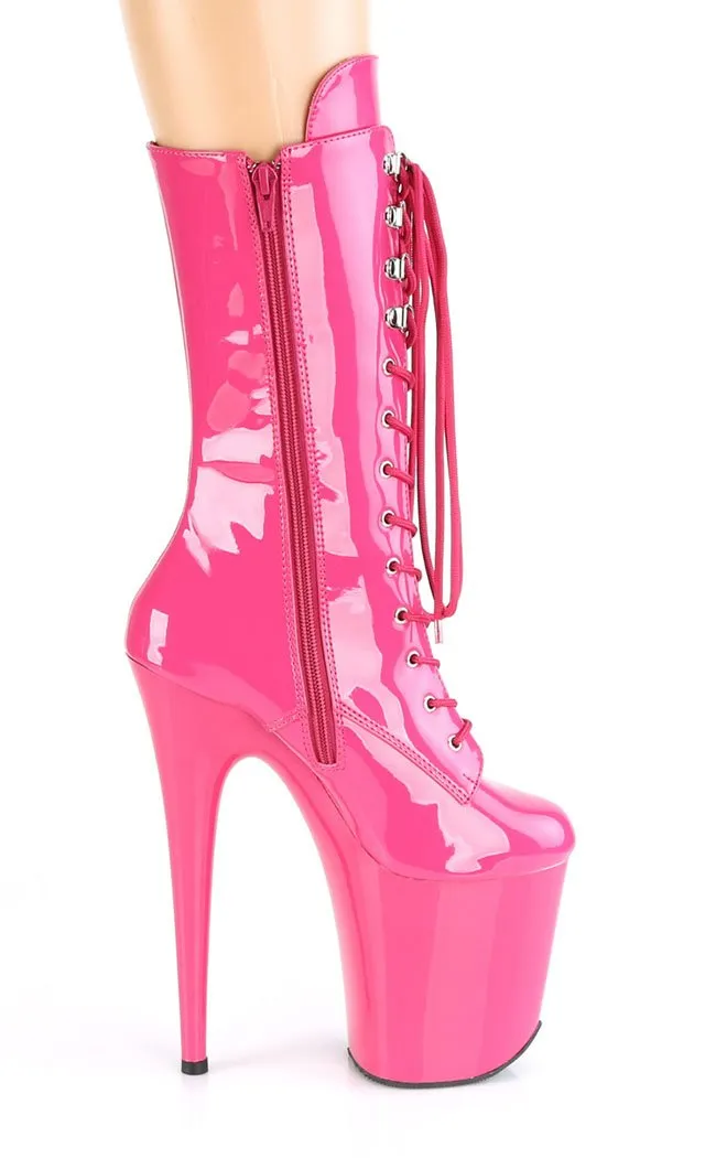 FLAMINGO-1050 Hot Pink Patent Mid Calf Boots