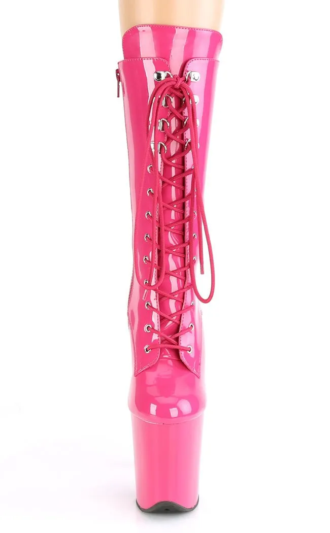 FLAMINGO-1050 Hot Pink Patent Mid Calf Boots