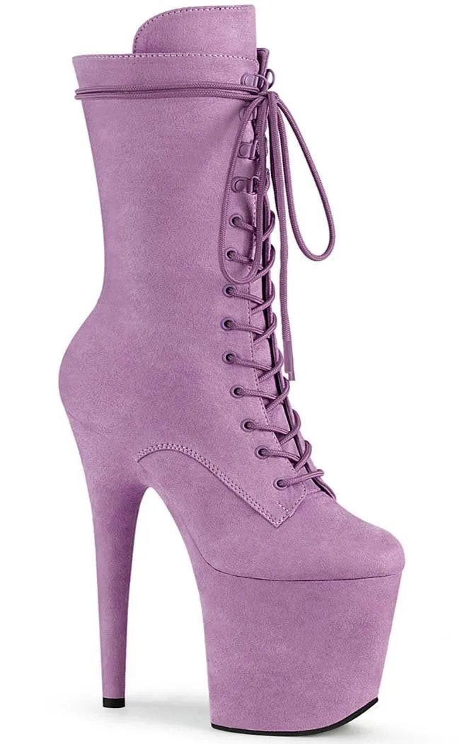 FLAMINGO-1050FS Lilac Suede Mid Calf Boots