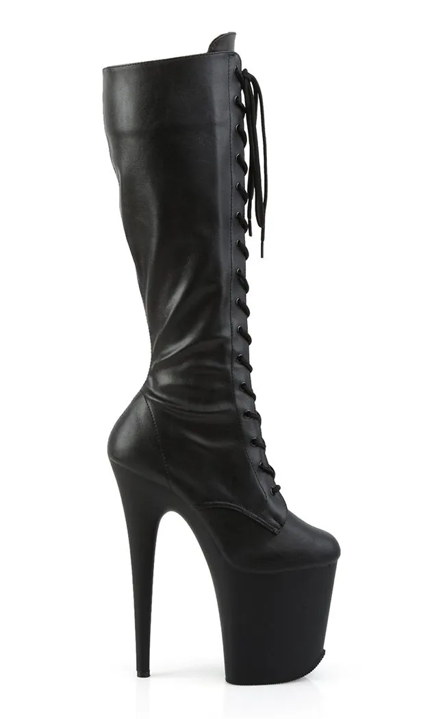 FLAMINGO-2023 Black Vegan Leather Knee High Boots